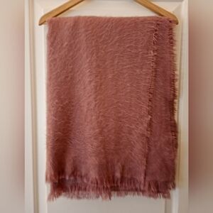 Free People Soft Oversized Dusty Pink Fuzzy Fringed Scarf